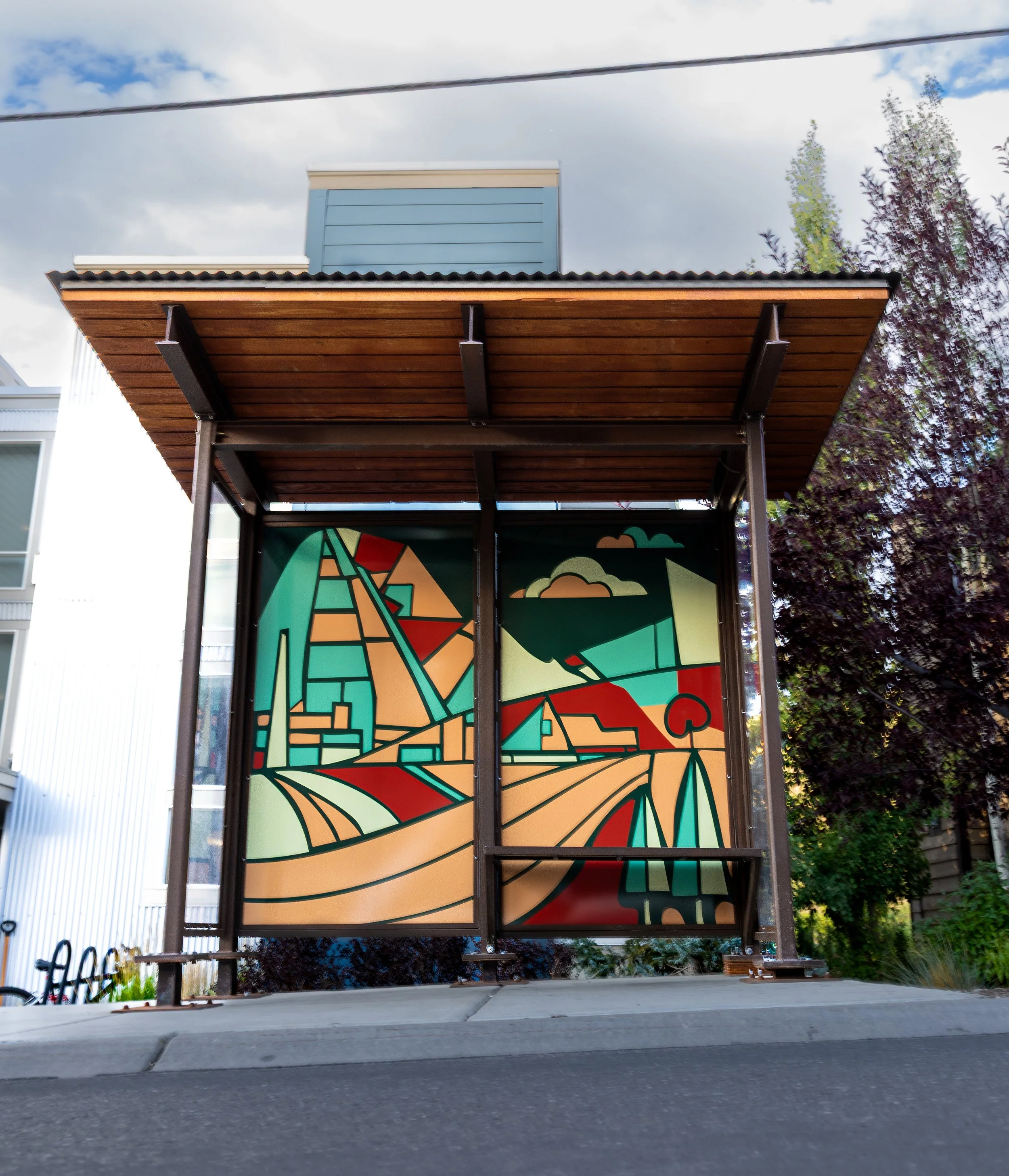Bus Stop Shelter Mural Wrap, Park City UT