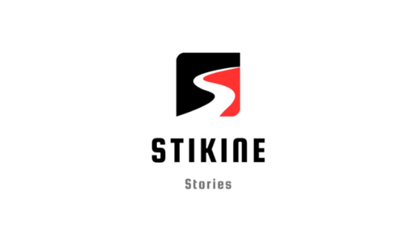 Logo for Stikine Stories featuring a stylized black and red graphic with the word 'STIKINE' in bold black letters and 'Stories' below in smaller gray font.