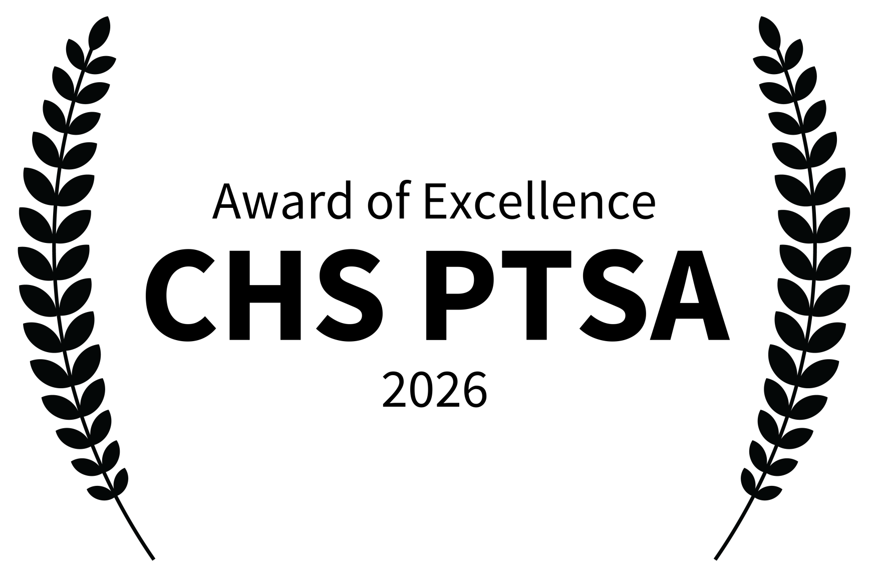 Black award ribbon with laurel leaves on the sides.