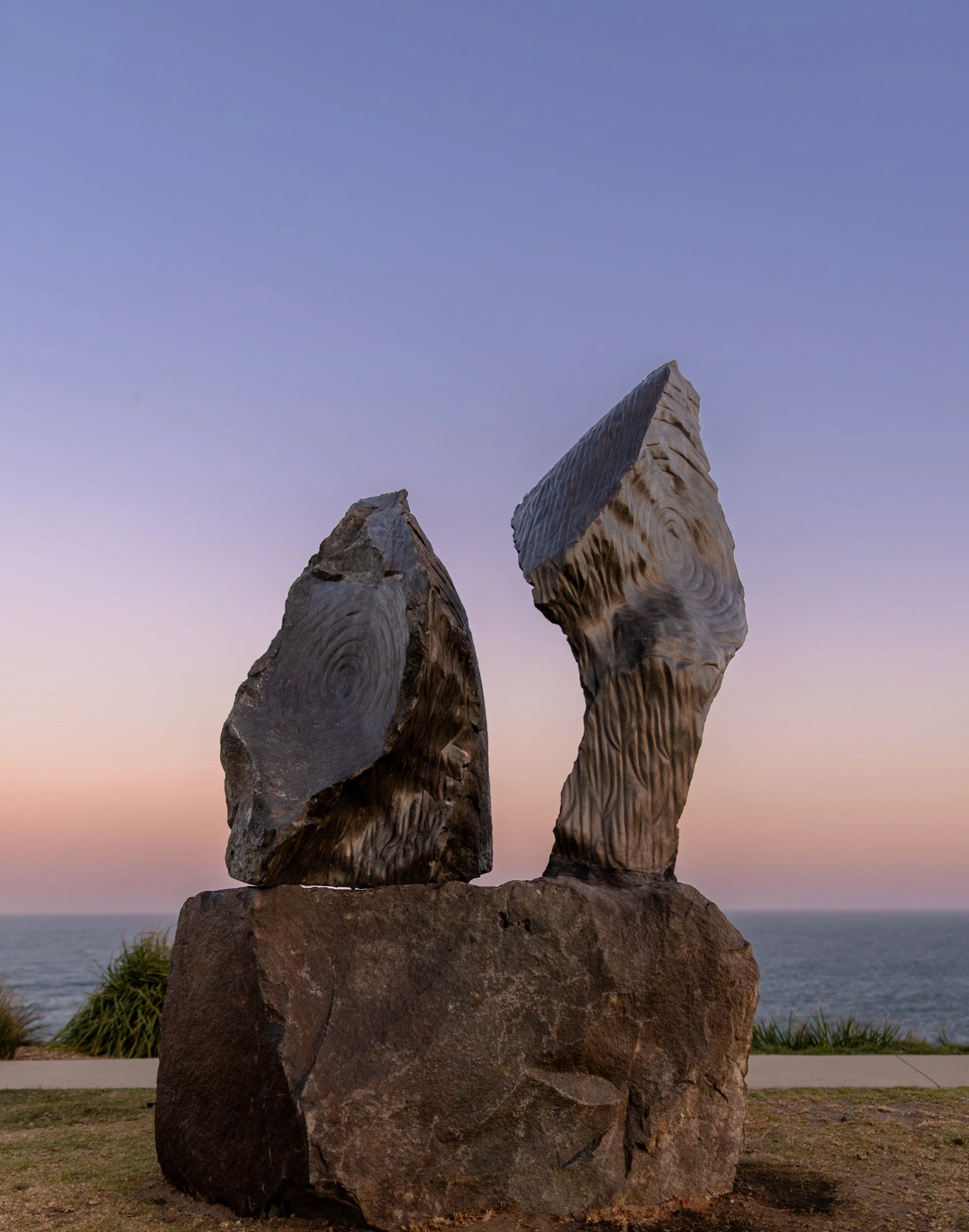 Anton Forde,Tokatūwai / Stand strong in the water, 2025, Kōkawa / Taranaki Andesite.
