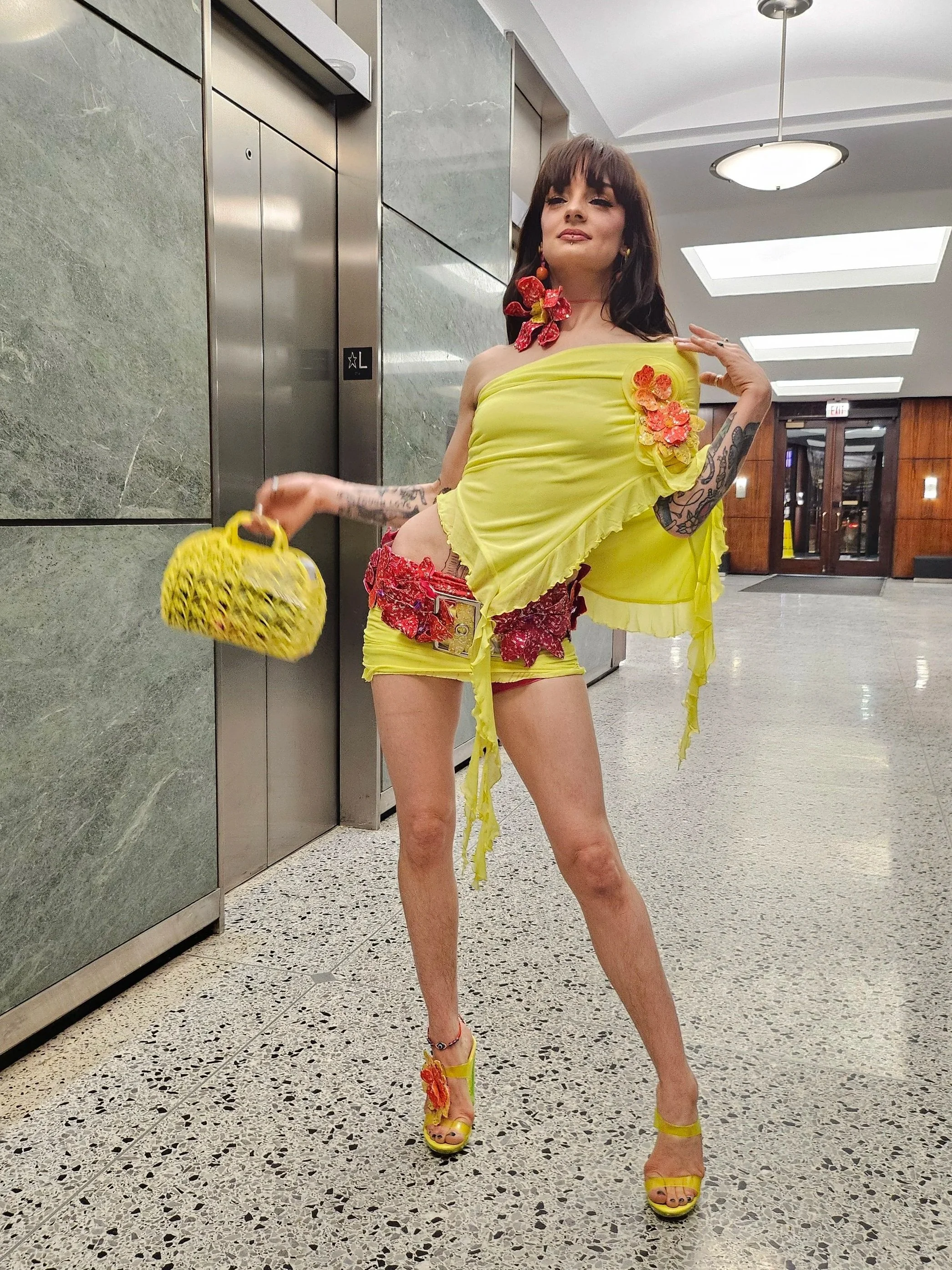 Designed and created custom floral belt and alterations for Zara Larson-inspired outfit.