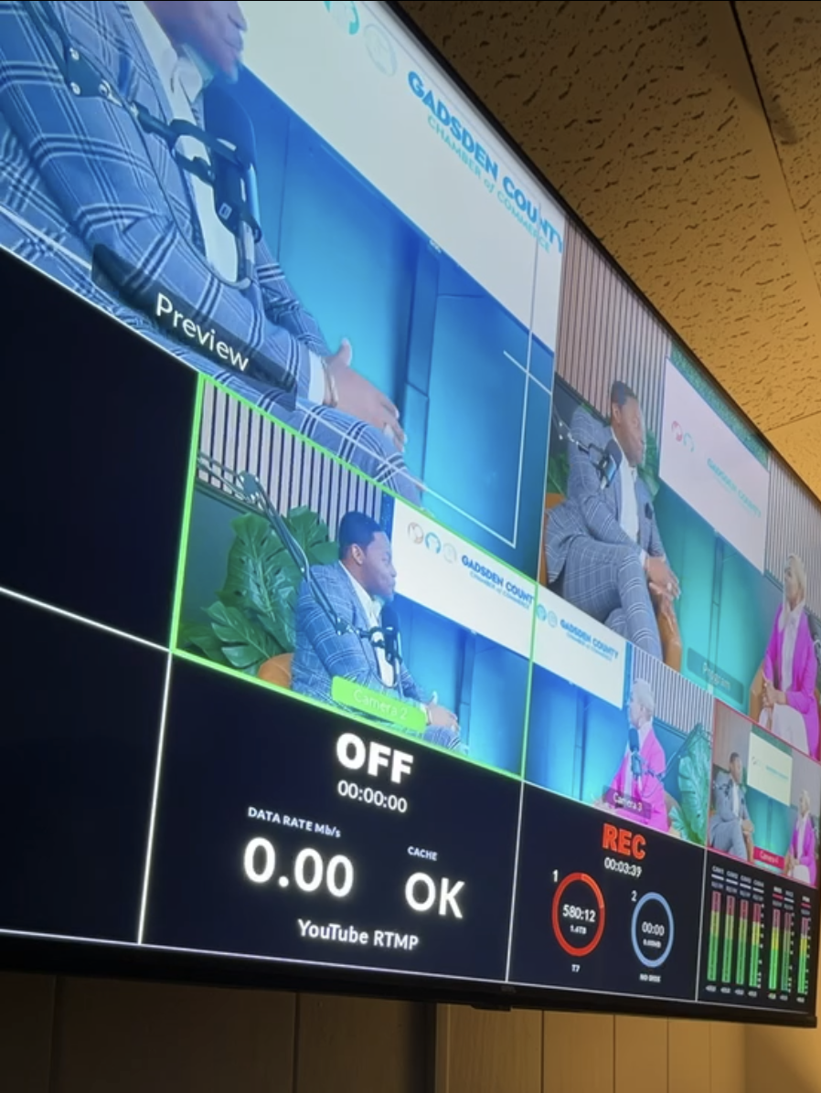 A behind-the-scenes look at our team in action at the Gadsden County Chamber of Commerce—managing multiple camera feeds, capturing real conversations, and making sure every moment is recorded with clarity and purpose. 