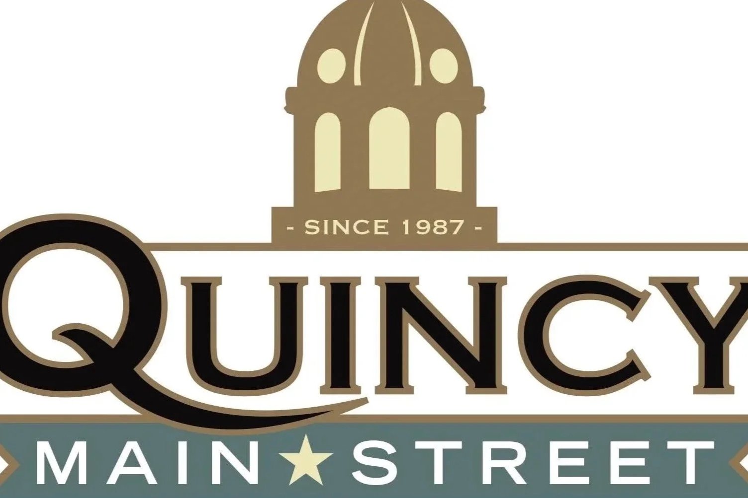 Quincy Main Street sign with a stylized dome building and the text 'Since 1987'