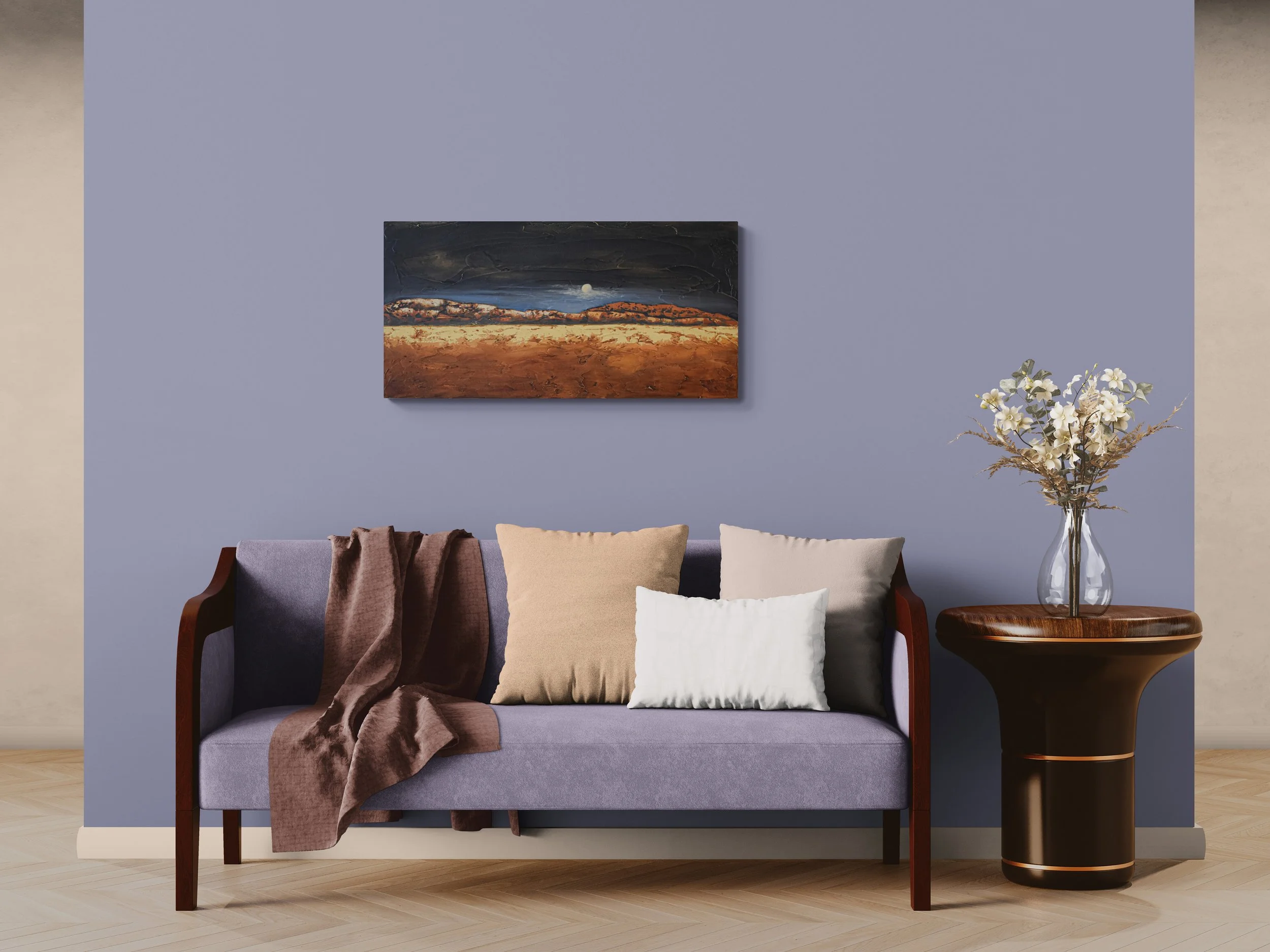 Room view showing Enduring Light, an original oil painting by Kelly Sooter, displayed in a professional interior to illustrate scale, presentation, and placement.