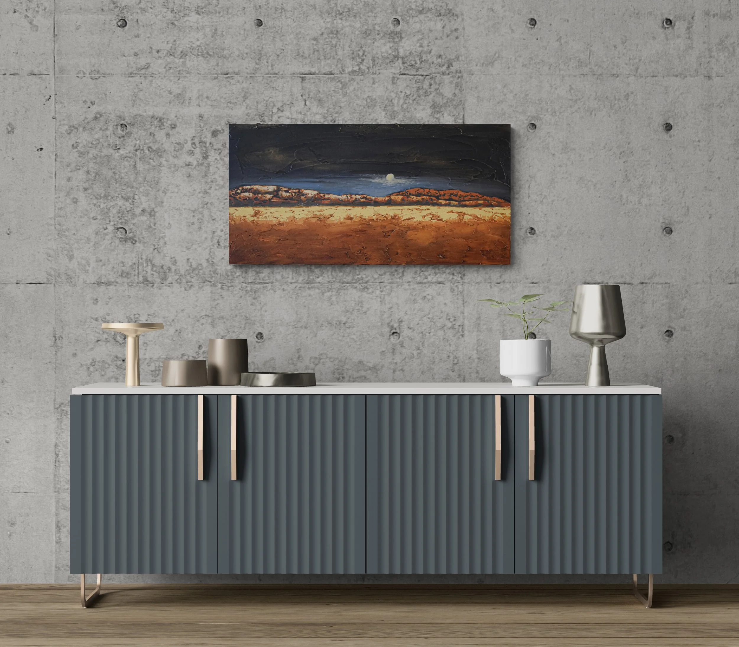 Room view showing Enduring Light, an original oil painting by Kelly Sooter, displayed in a professional interior to illustrate scale, presentation, and placement.
