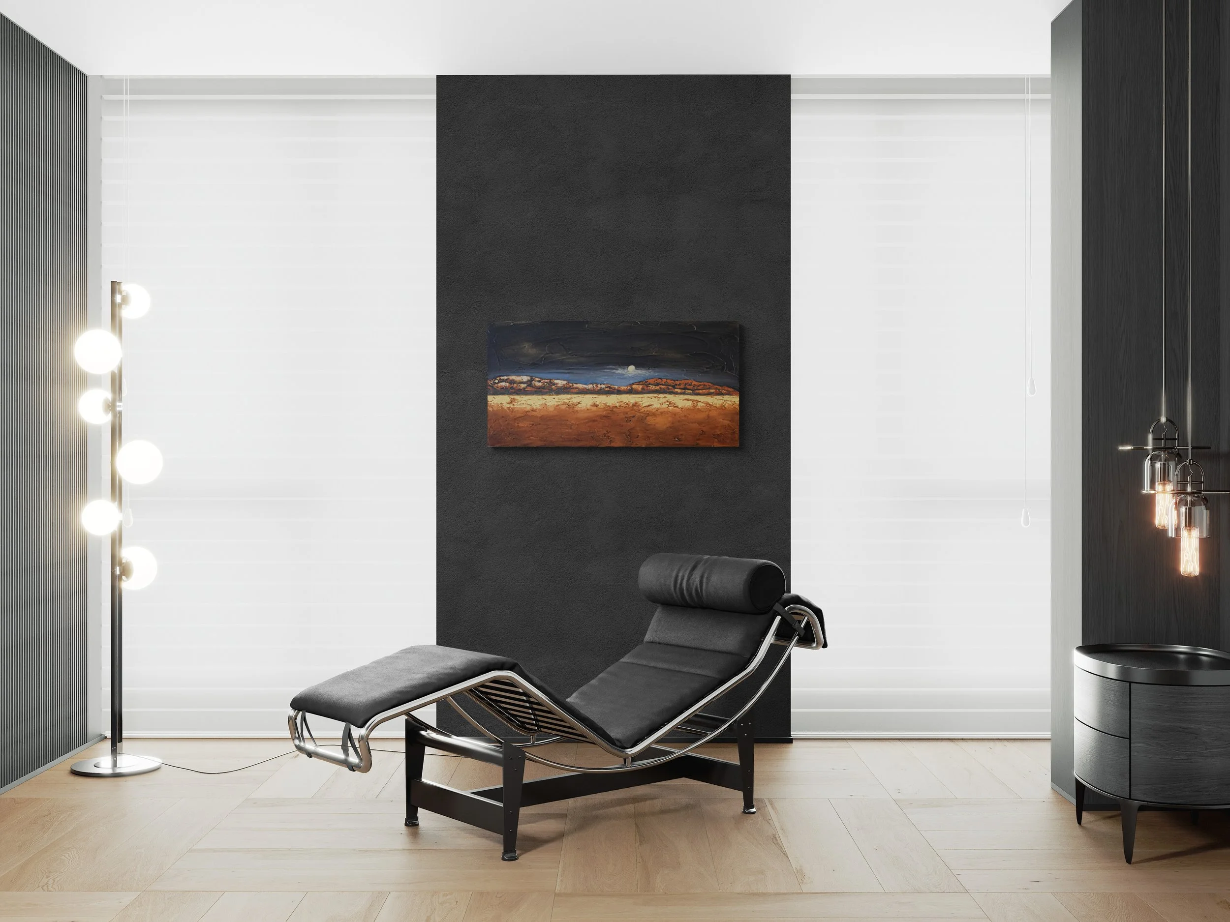 Room view showing Enduring Light, an original oil painting by Kelly Sooter, displayed in a professional interior to illustrate scale, presentation, and placement.