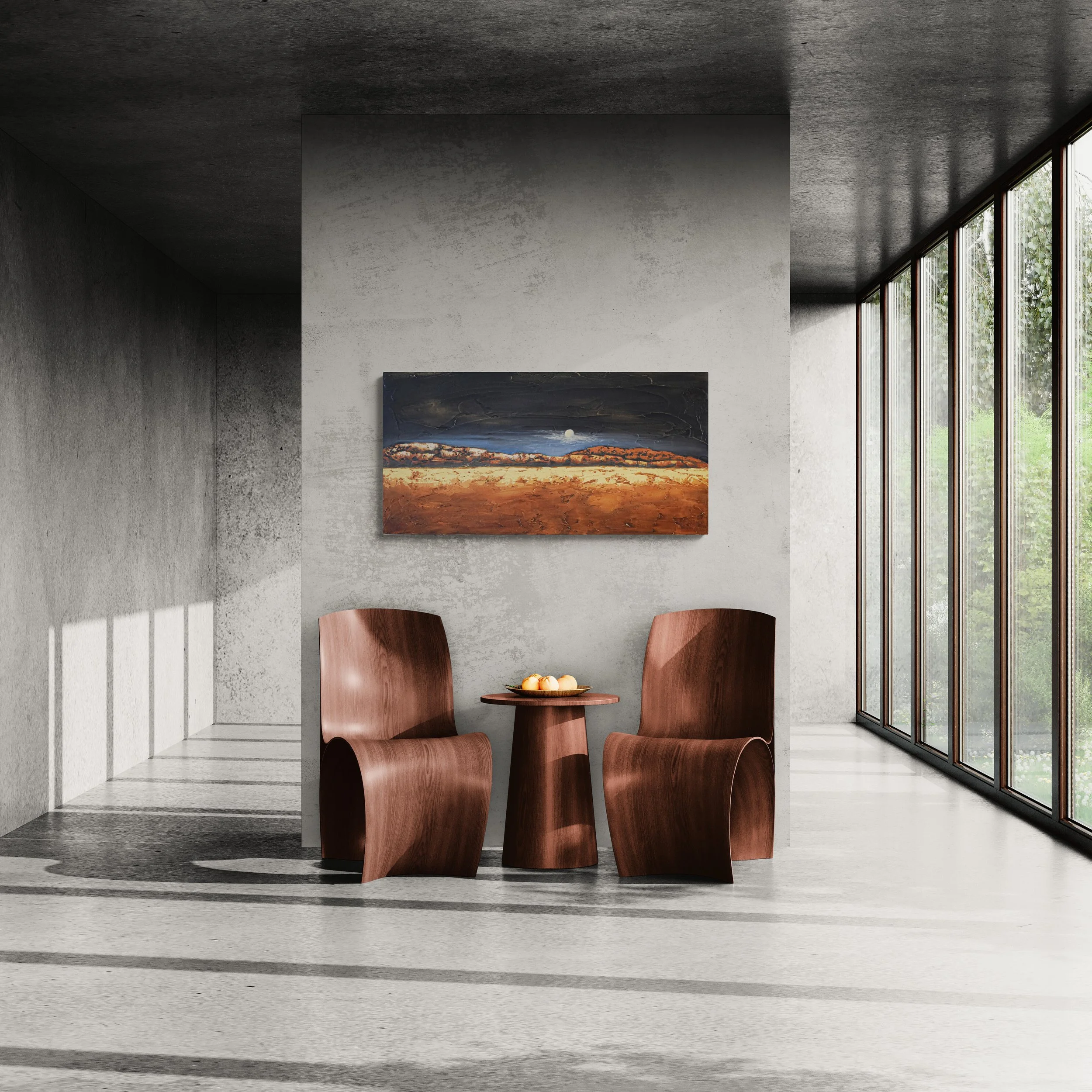 Room view showing Enduring Light, an original oil painting by Kelly Sooter, displayed in a professional interior to illustrate scale, presentation, and placement.