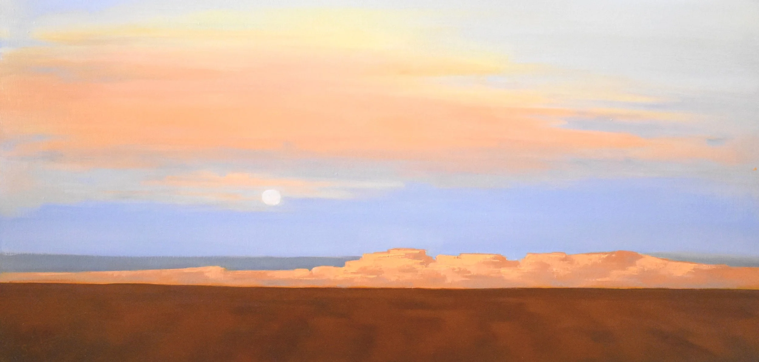 Making A Statement, original oil landscape painting by Kelly Sooter, featuring an expansive desert horizon beneath luminous skies that evoke clarity, perspective, and quiet strength.