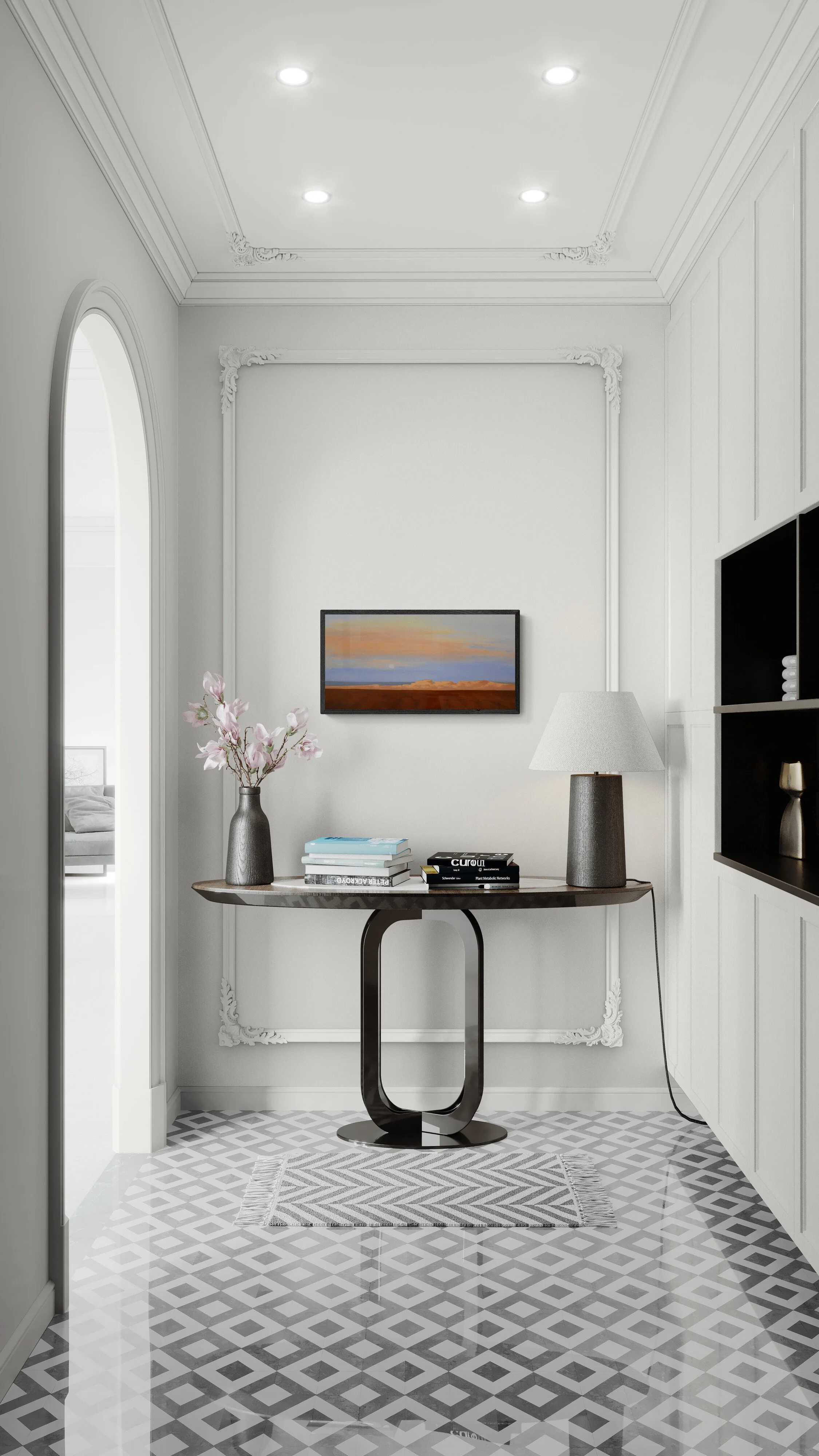 Room view showing "Making A Statement," an original experiential landscape oil painting by Kelly Sooter, displayed in a contemporary interior to illustrate scale, presentation, and placement.