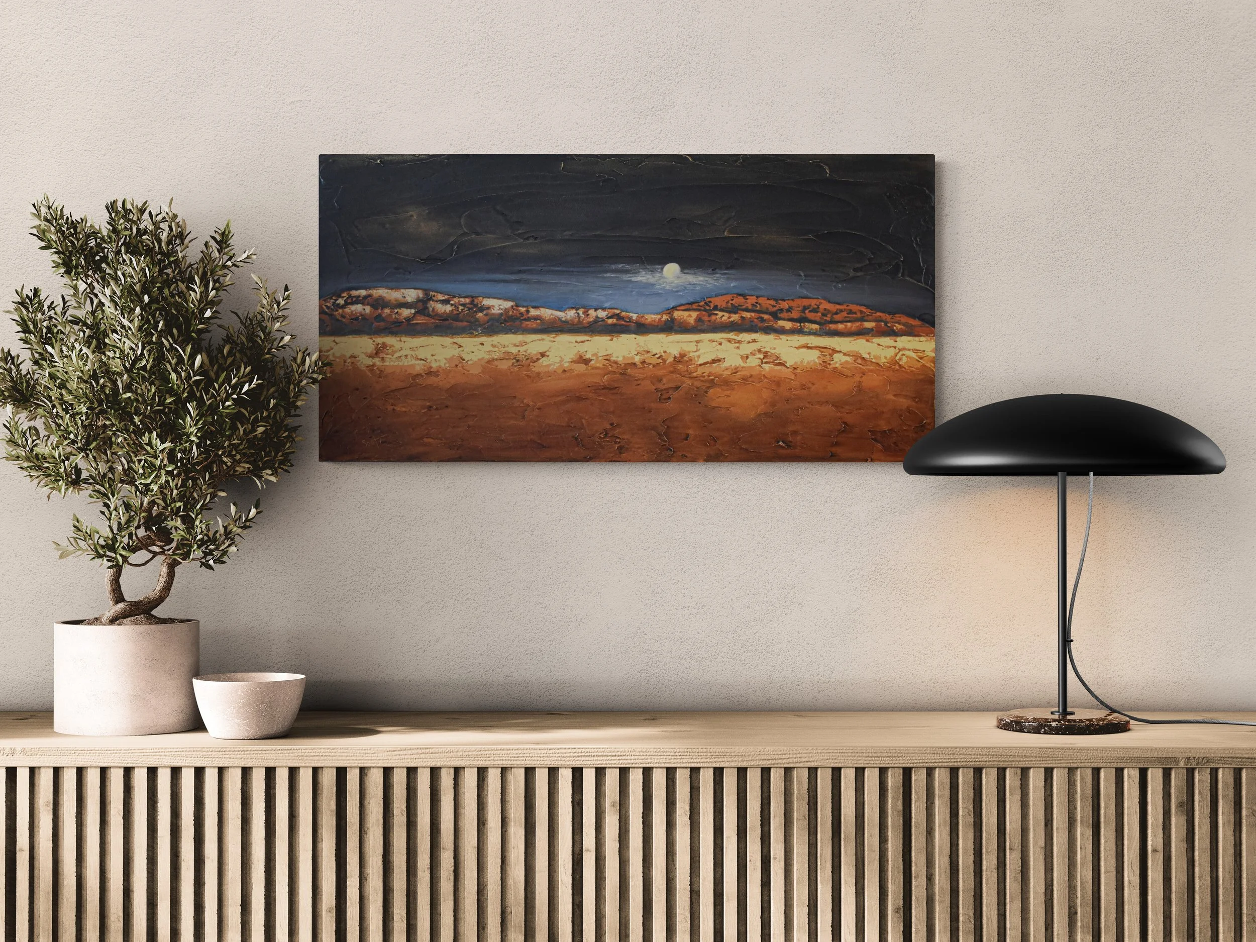 Room view showing Enduring Light, an original oil painting by Kelly Sooter, displayed in a professional interior to illustrate scale, presentation, and placement.