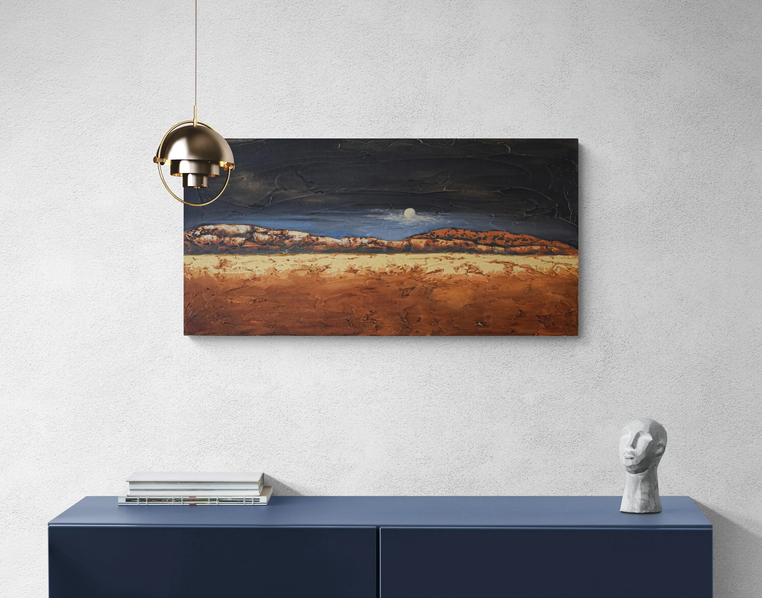 Room view showing Enduring Light, an original oil painting by Kelly Sooter, displayed in a professional interior to illustrate scale, presentation, and placement.