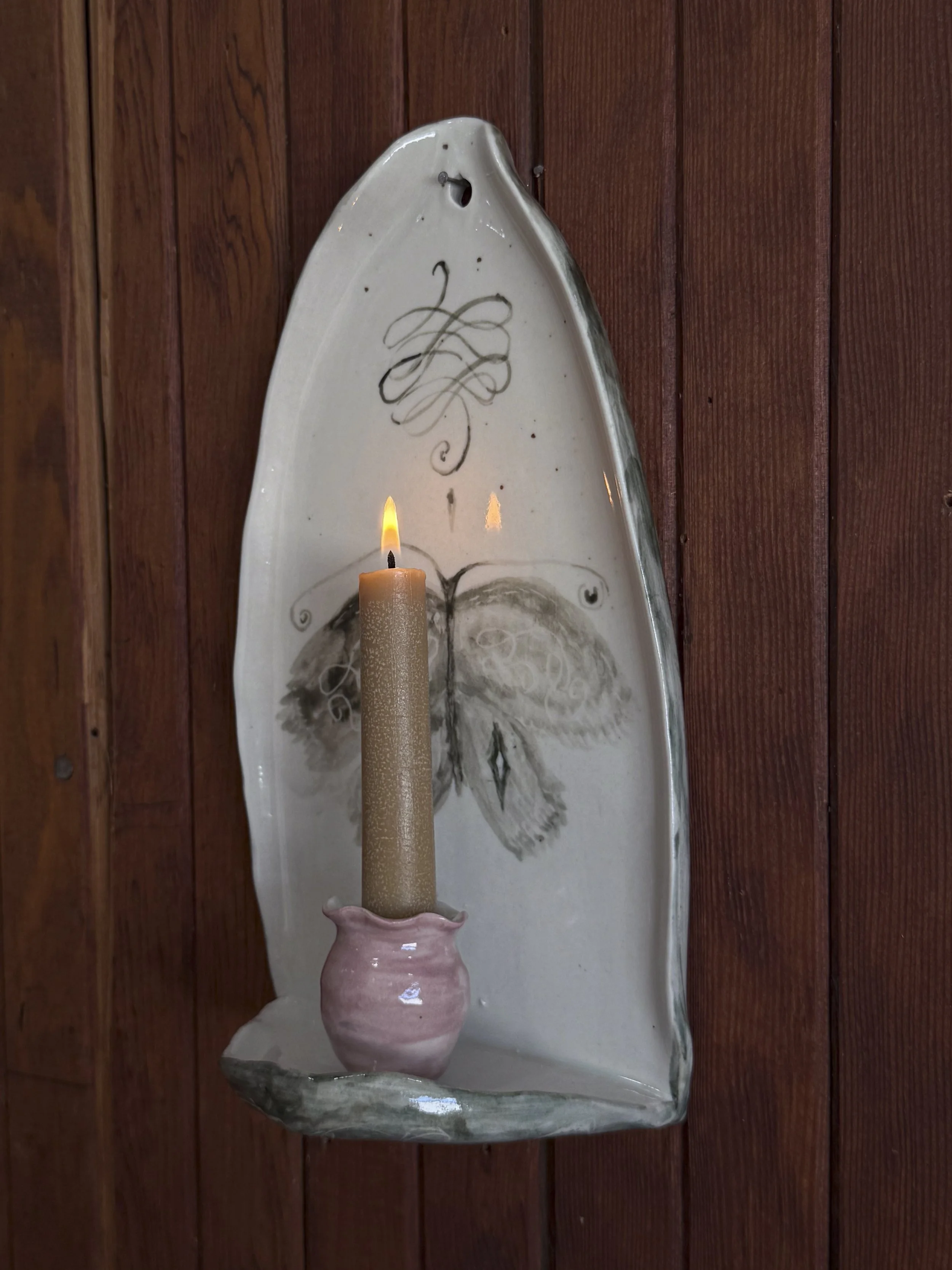 Evening Moth Porcelain Candle Sconce