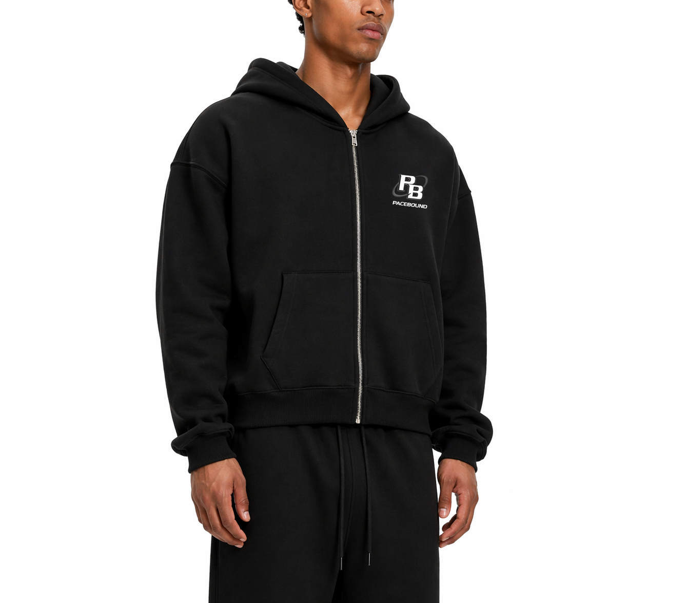 Cropped Boxy Zip Hoodie