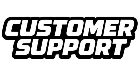 Graphic with bold white text on black background reading "Customer Support".