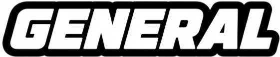 Close-up of the word 'GENERAL' in bold, black, uppercase letters with a white background.