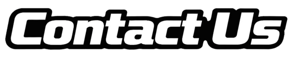 Contact Us text in bold white font with black outline on a black background.