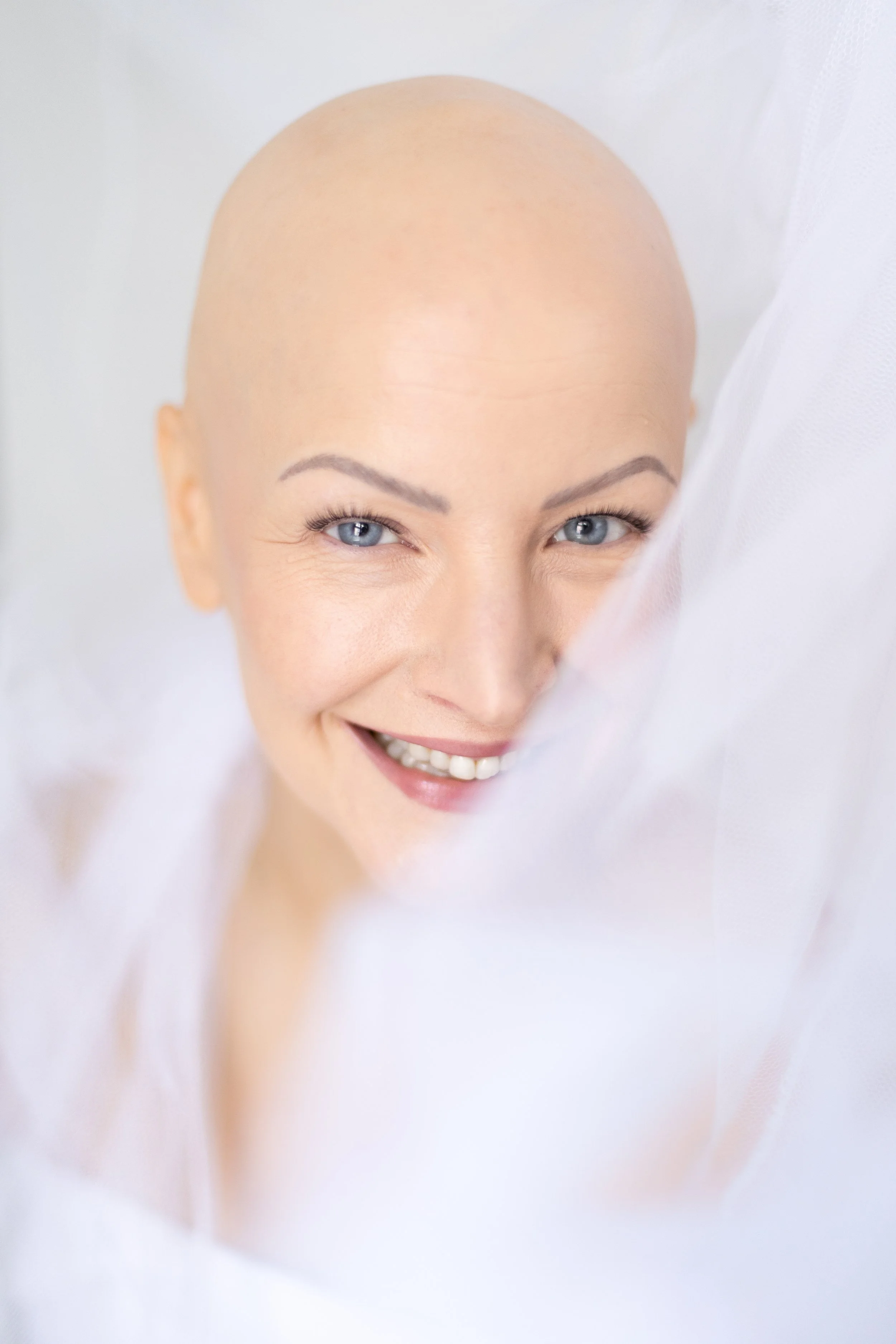 A woman model without hair