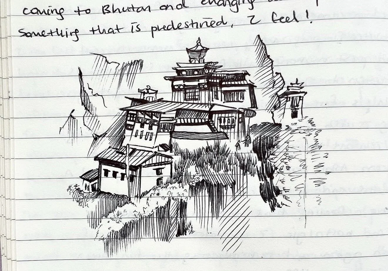 Drawing from Bhutan Journal: Tiger’s Nest