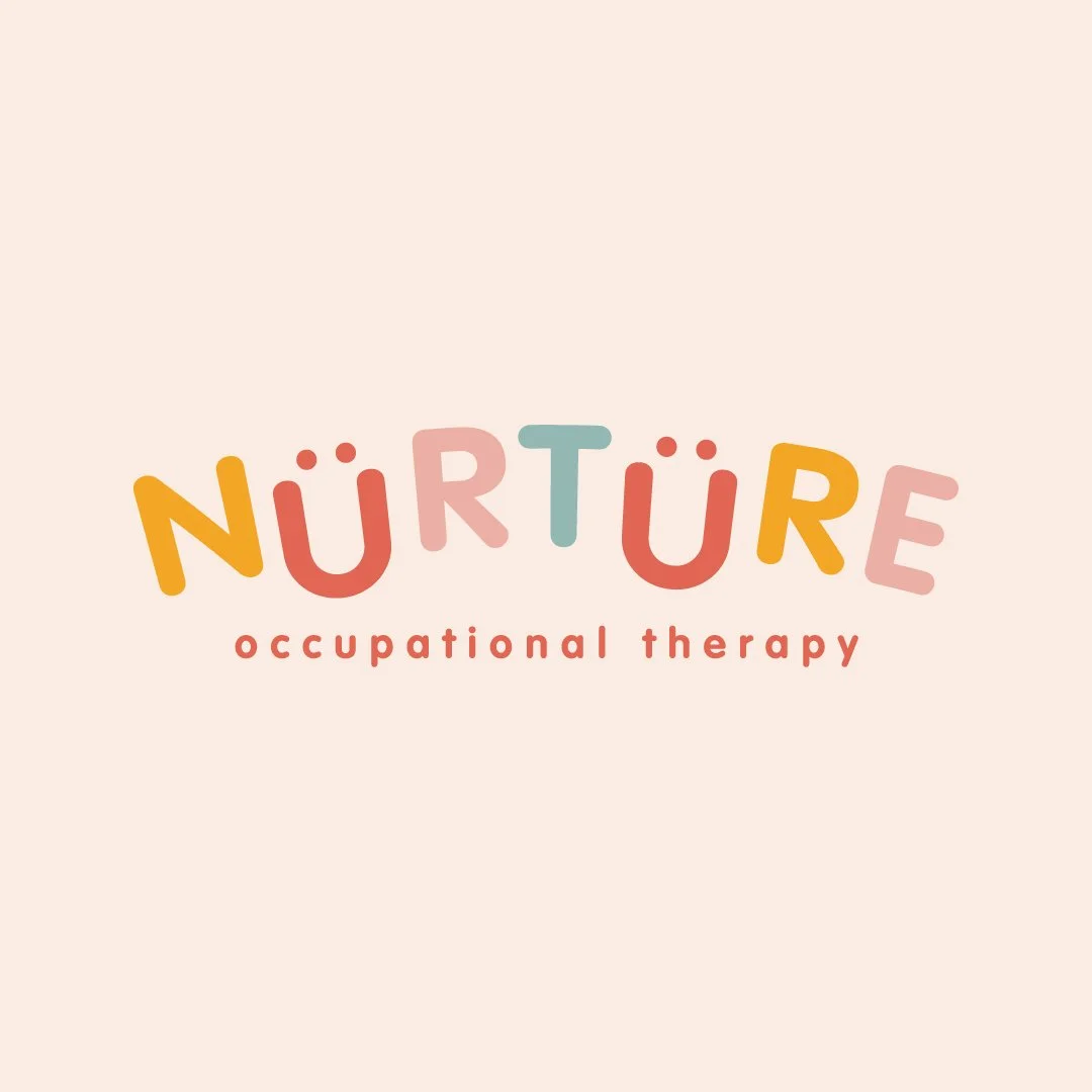 Colorful logo for 'Nürtüre Occupational Therapy' with playful, pastel-colored text.