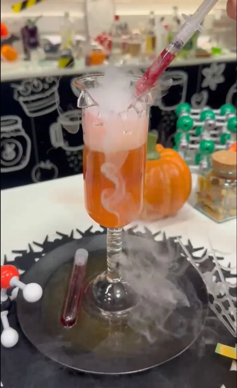 Spooky Cocktails in custom glasses