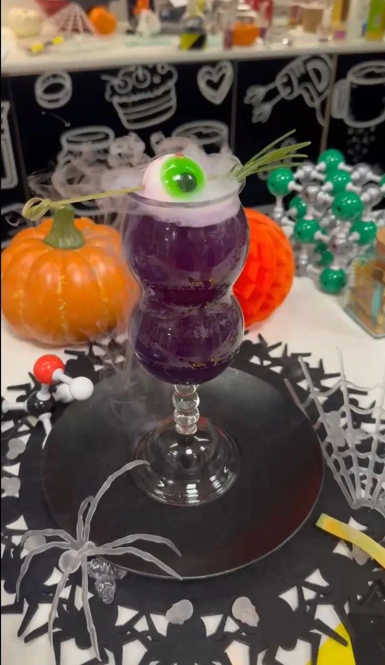 Spooky Cocktails in custom glasses
