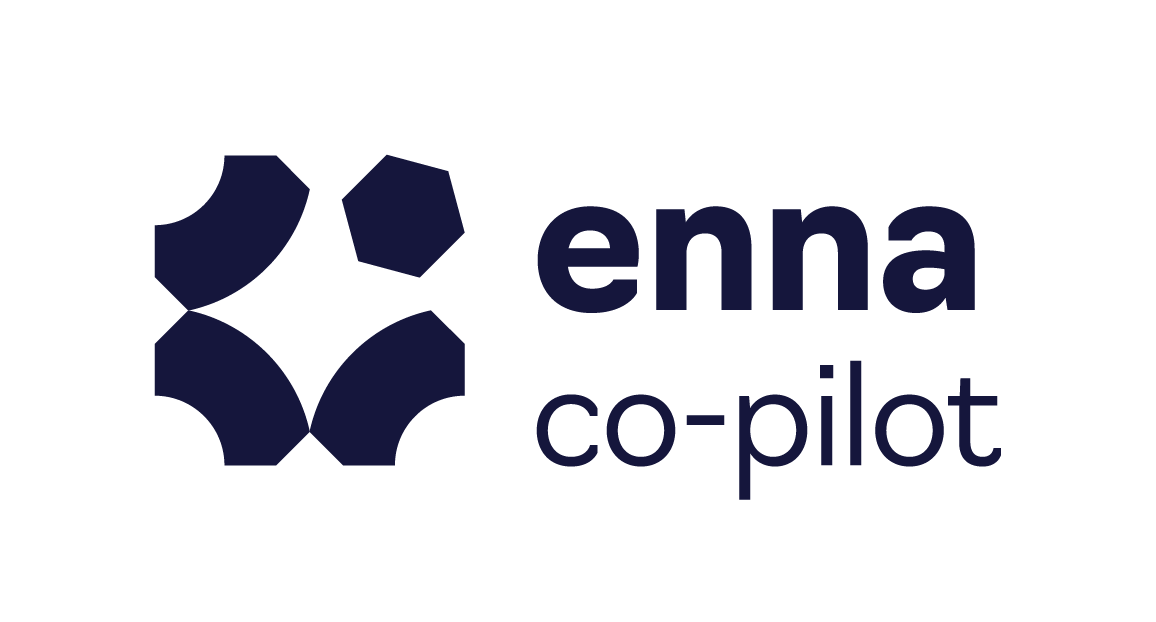 Logo mit der Aufschrift 'enna co-pilot' neben einer abstrakten geometrischen Form