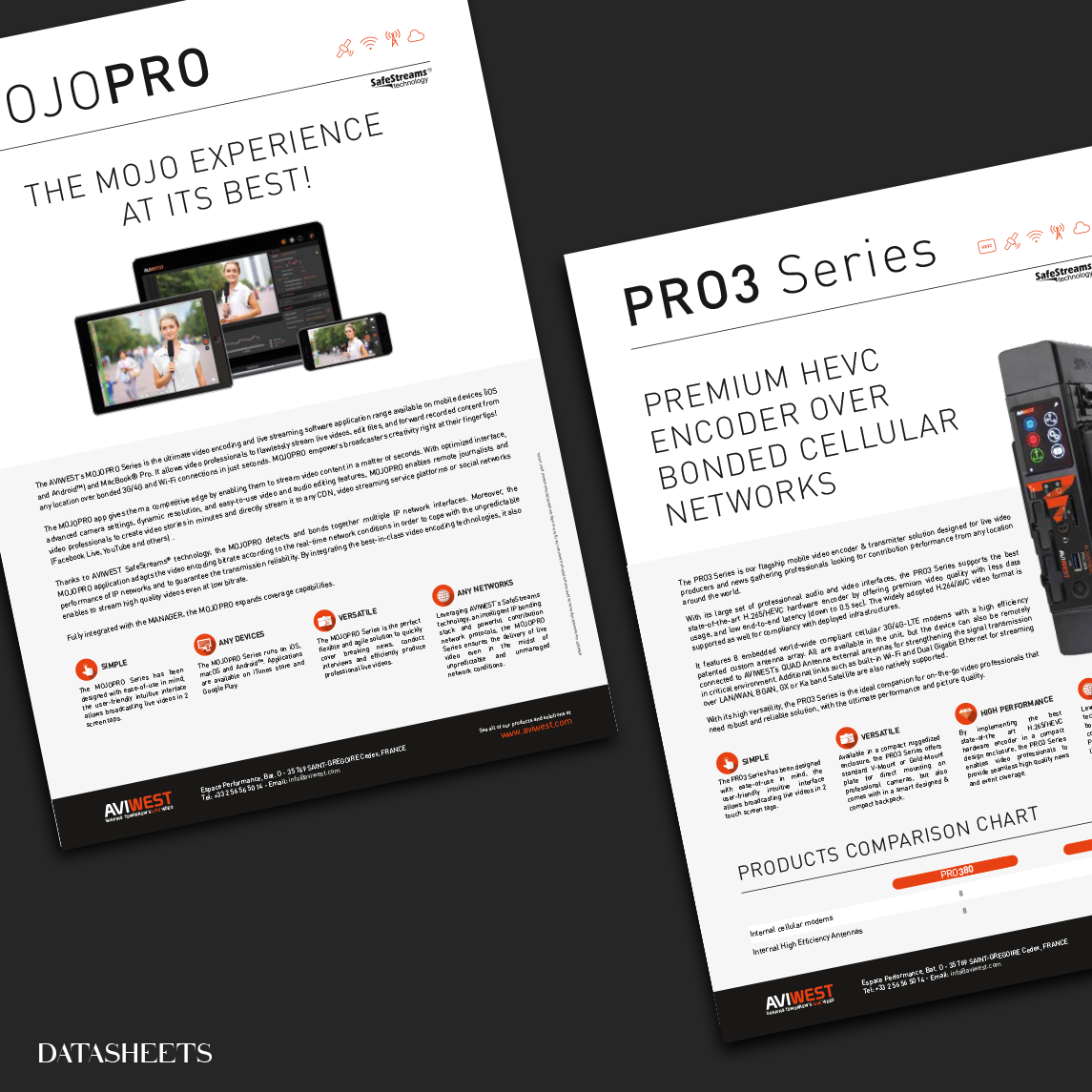 Pluenn Studio/V. Dekeyser - Déploiement de la nouvelle identité sur les support de vente (datasheets) pour AVIWEST