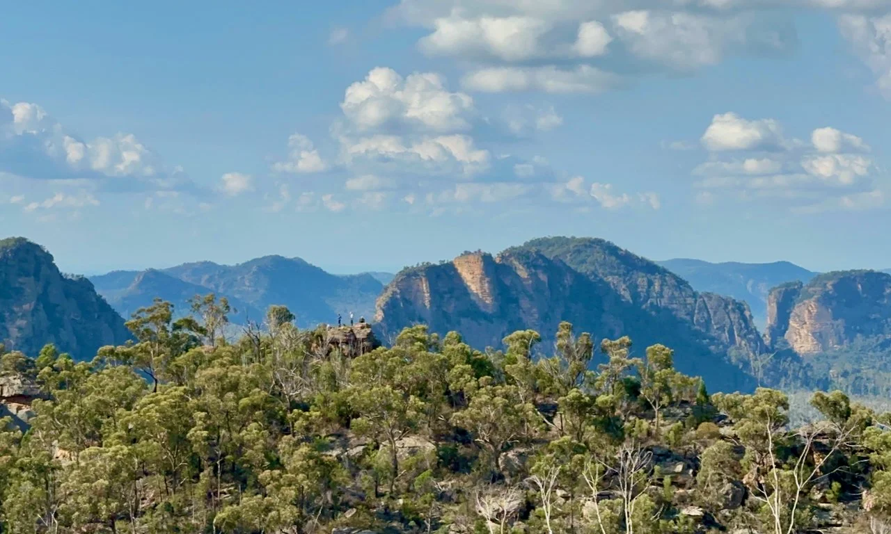 Half of our party out on an outcrop.