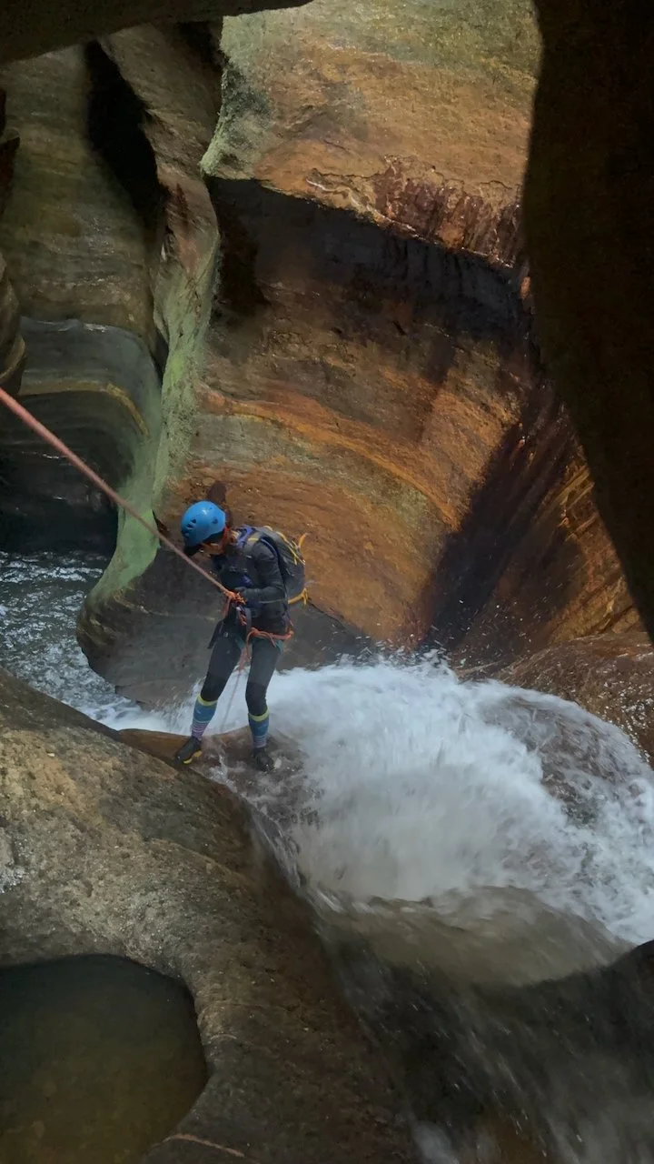 The triple abseil into the "Black Holes of Calcutta".