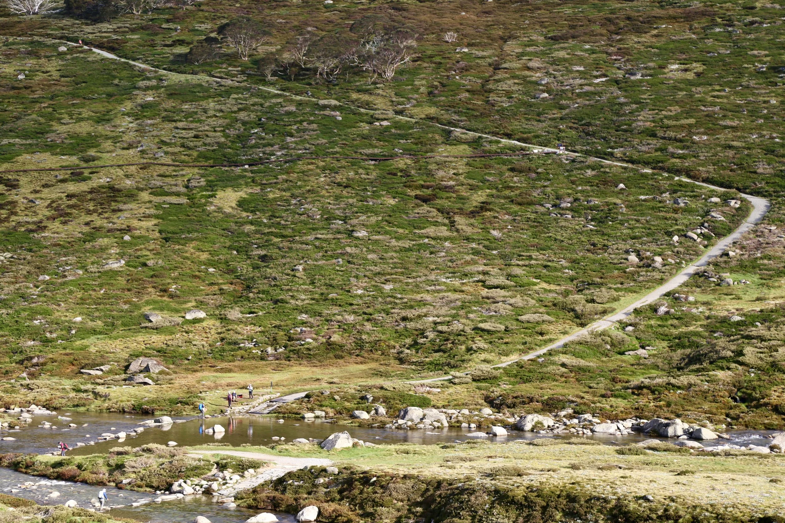 The final climb from the Snowy River up to Charlottes Pass