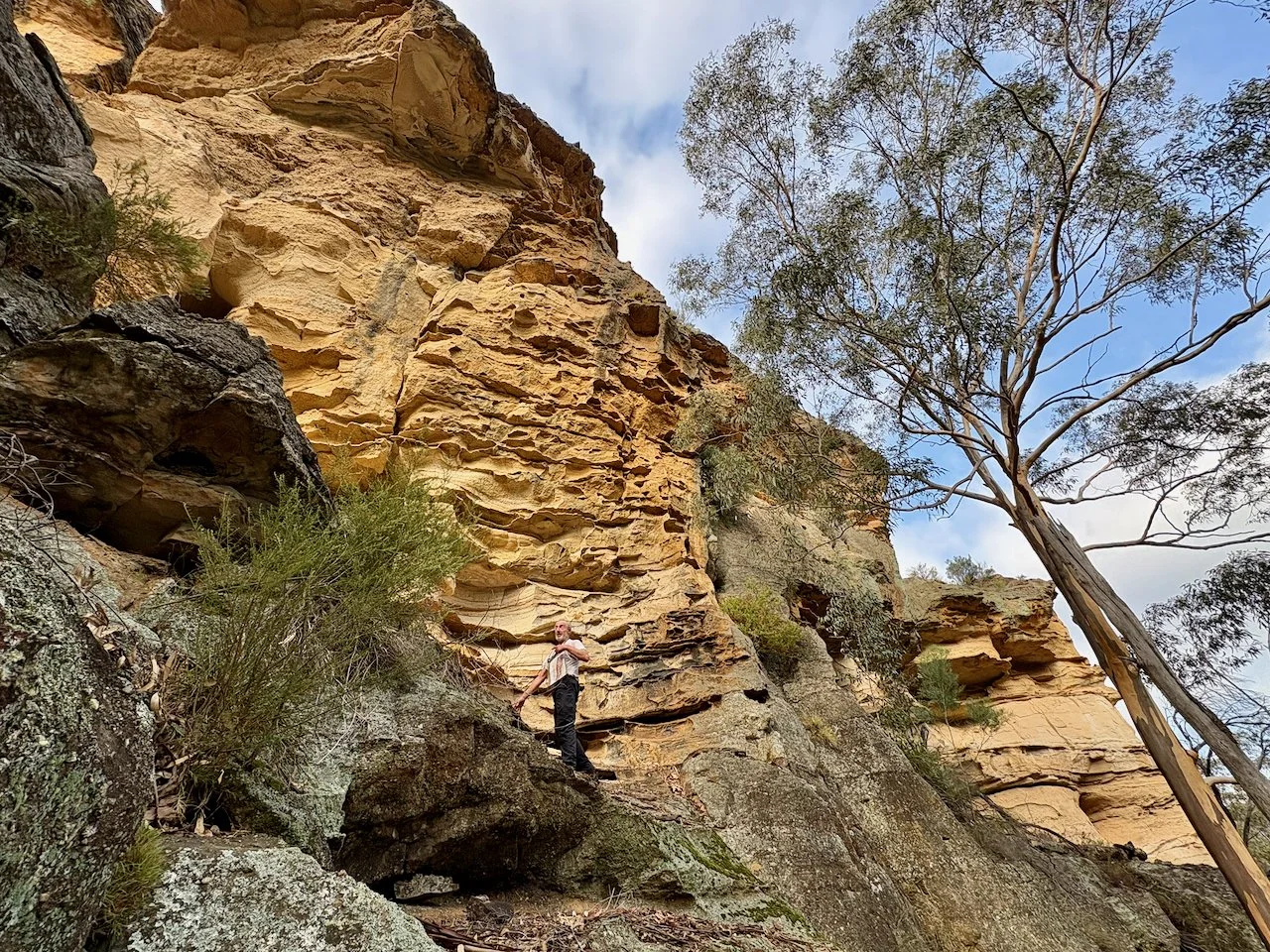 Yuri scouts ahead for a way through the cliffline