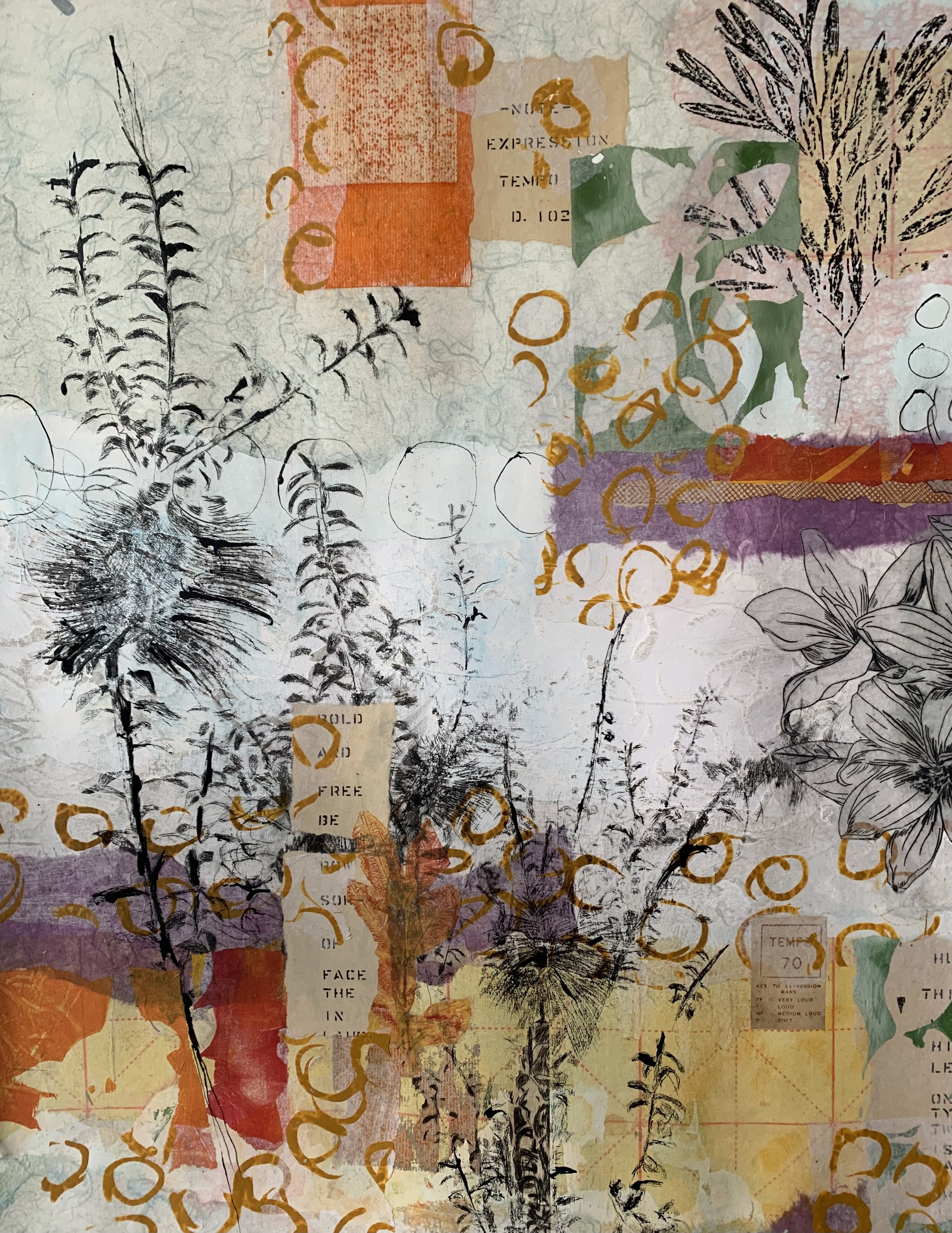 Bold & Free I, Mixed media dry point & monotype on stonehenge 300gsm, 76 x 56cm - Sold
