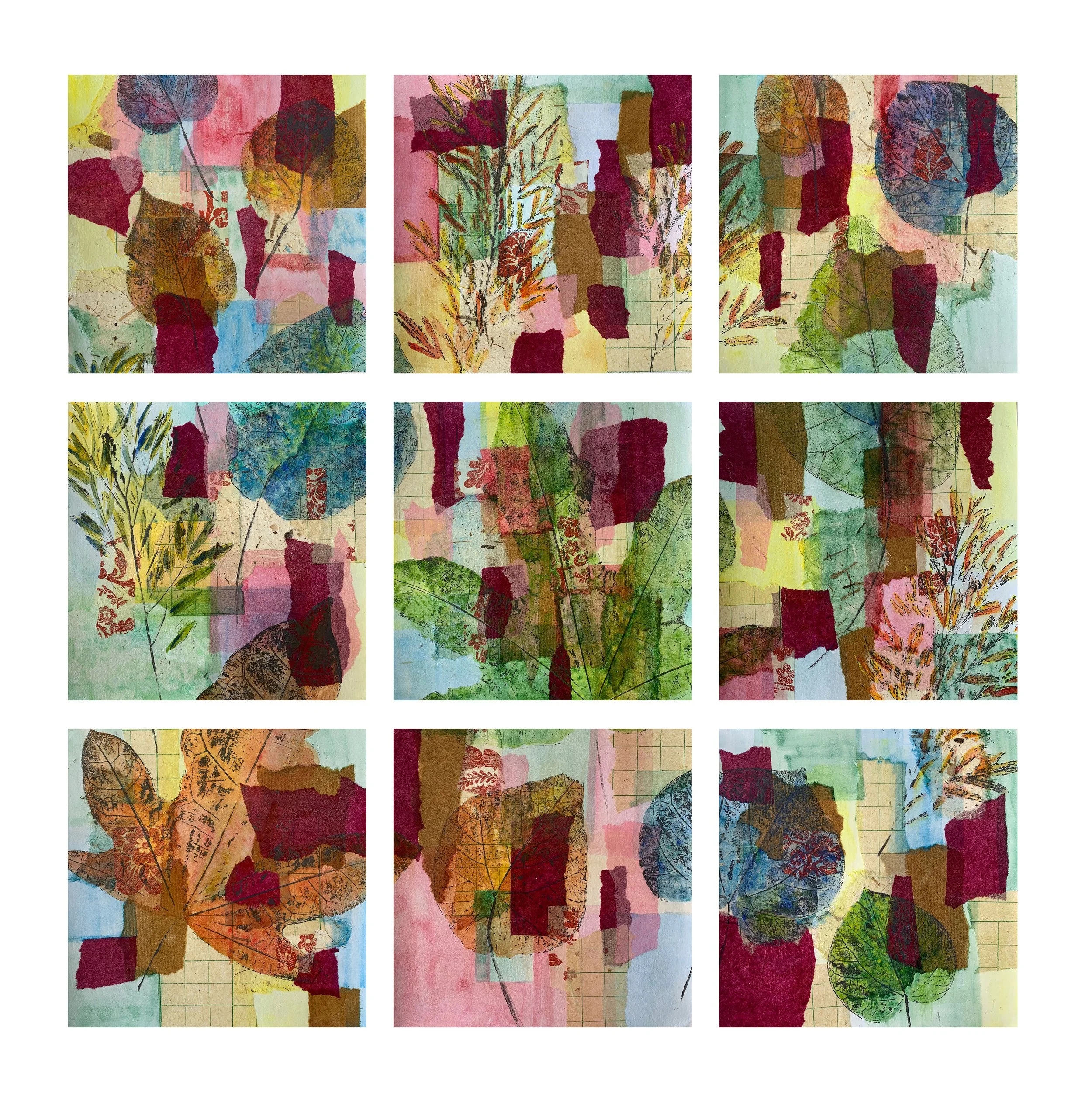 Descending, Monotype & mixed media, 100 x 100cm - Sold