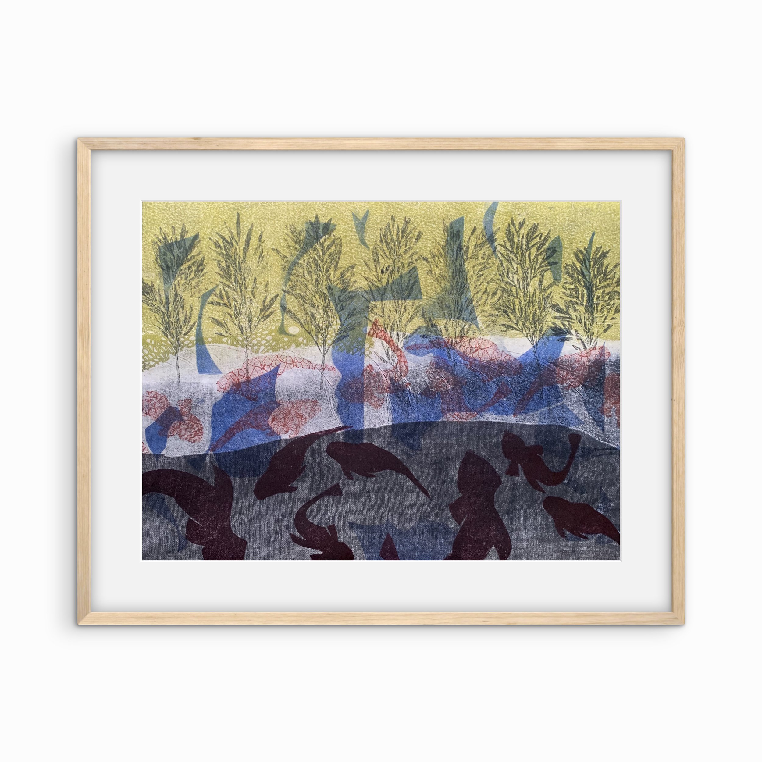 Framed with with matt, Nordic Oak & protective glass