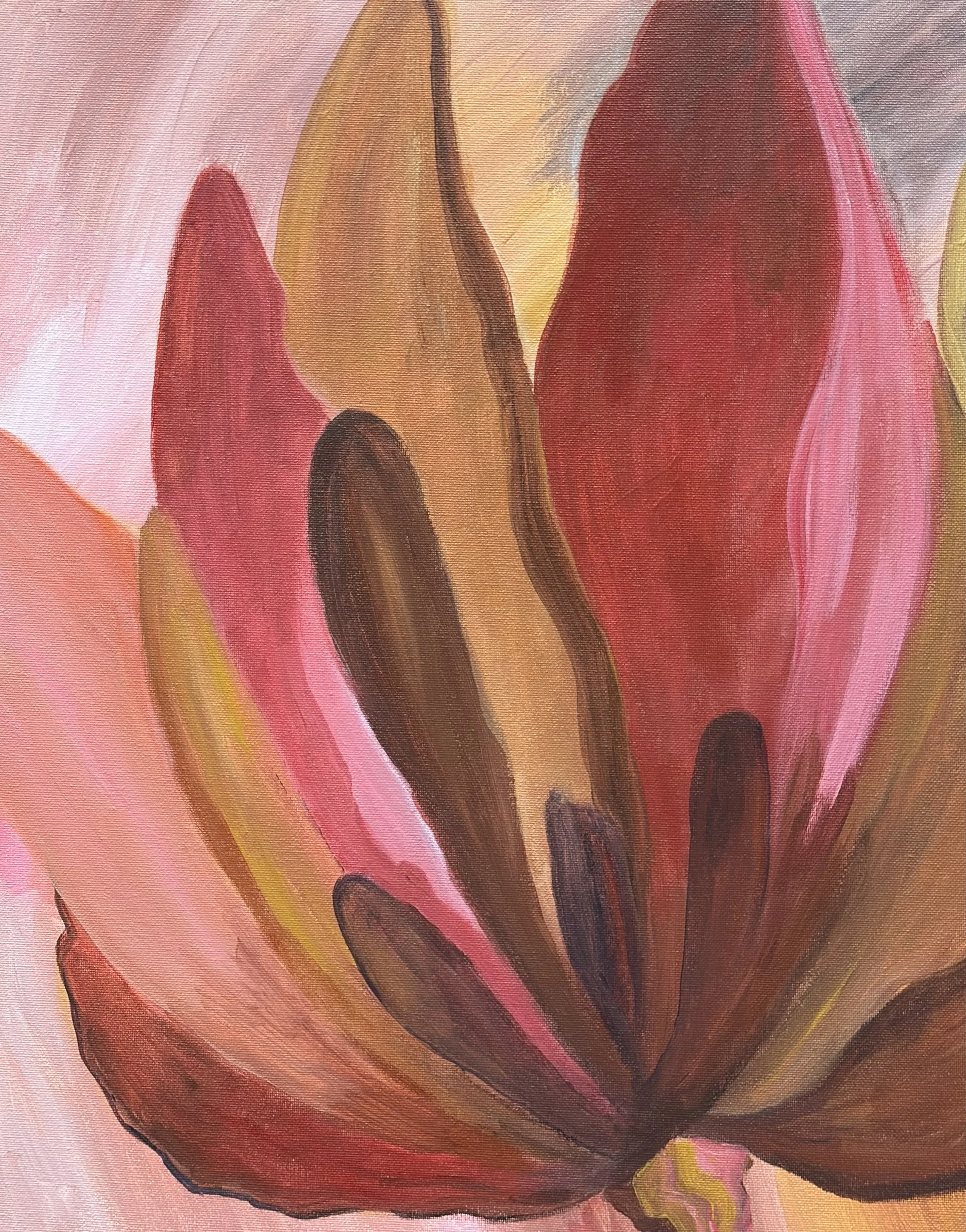 Becoming, acrylic on stretched canvas, 50x40cm, framed in oak