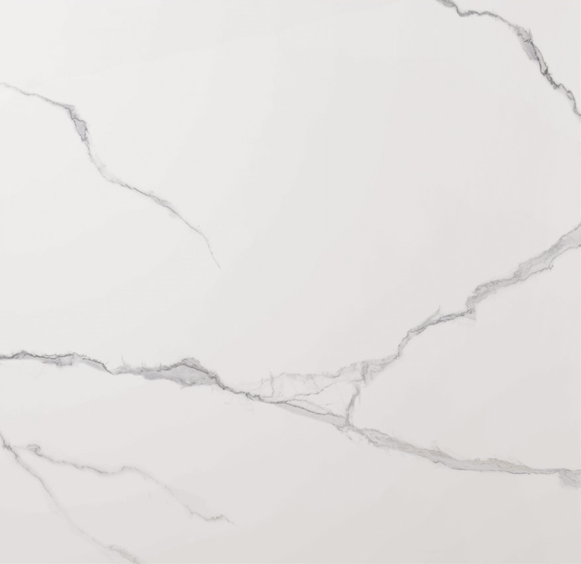 White marble surface with gray veining.