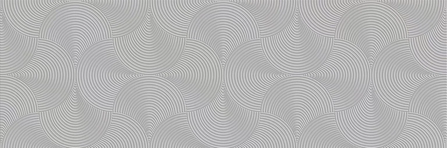 A repeating pattern of curved lines forming semicircular shapes in shades of gray and cream.