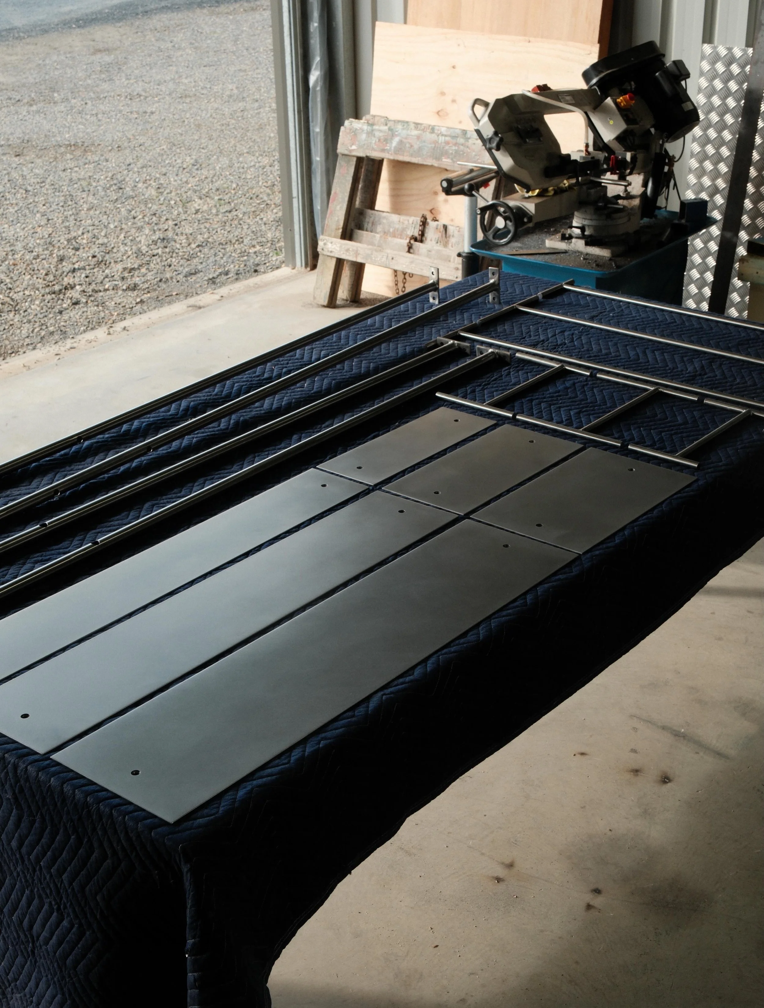 Stainless steel rack pre installation.