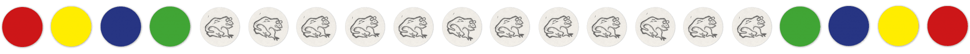 A coloring scheme with red, yellow, blue, and green circles at the top, and white circles with gray mouse illustrations at the bottom.