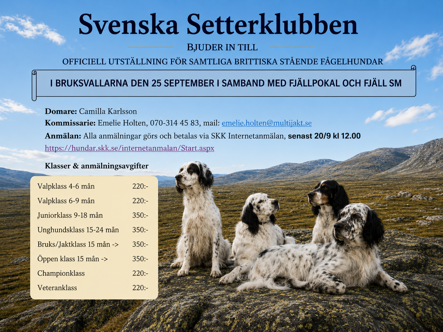 Officiell utställning Bruksvallarna 25/9-2026