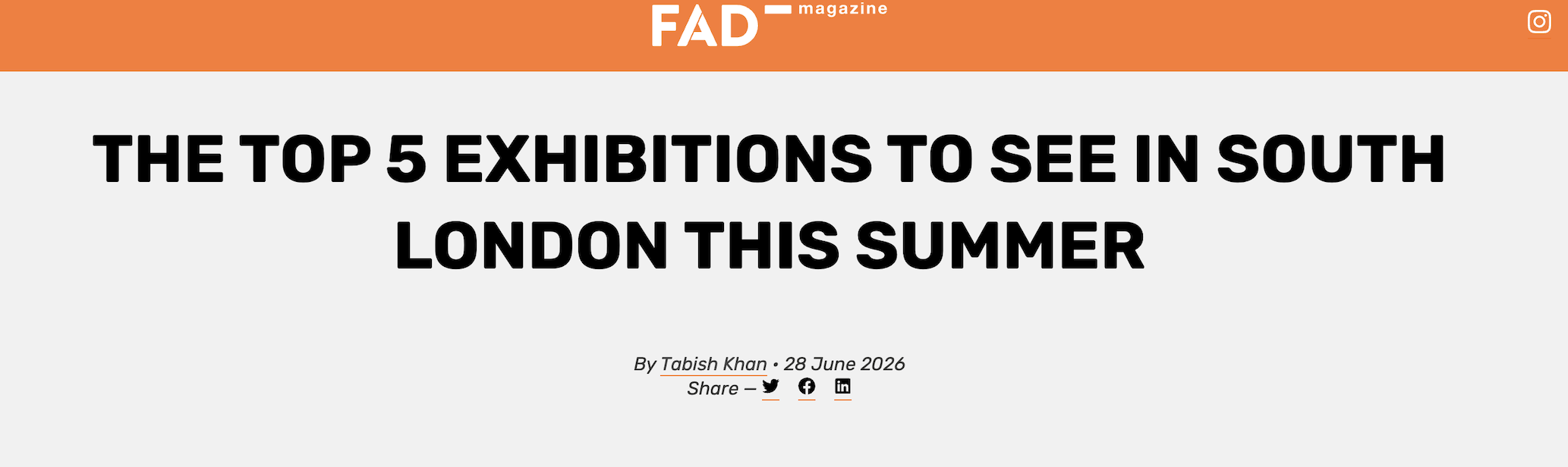 We're in Tabish Khan's Top 5 Exhibitions to See This Summer