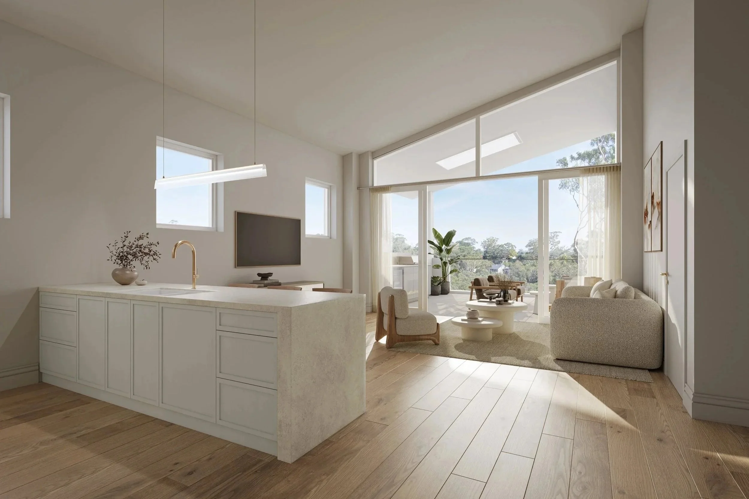 Bright, modern living space within a boutique property development on Sydney's North Shore.