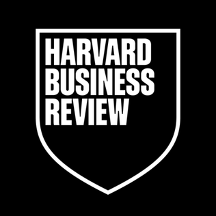 Harvard Business Review logo with black background and white text in a shield shape
