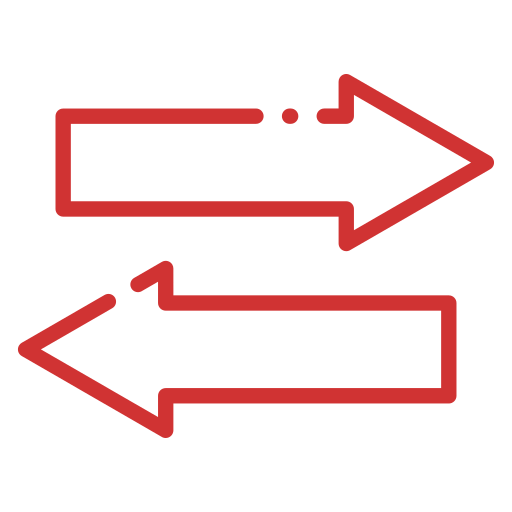 In Your Corner red icon of two arrows, representing what we do