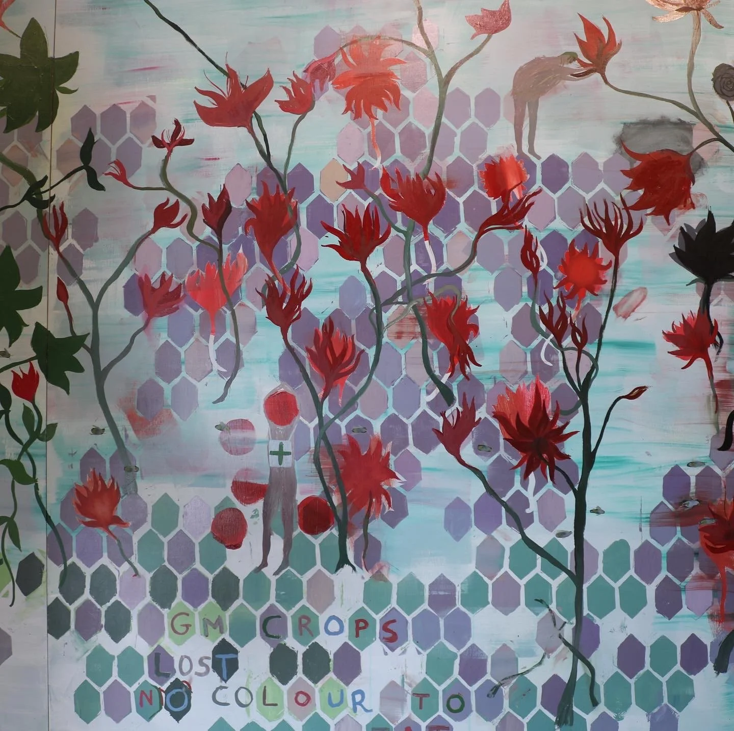 2021, Collapsing Colony, We Foragers Unquiet, 120 by 240 inches, oil and acrylic on board, Thinktank, Birmingham