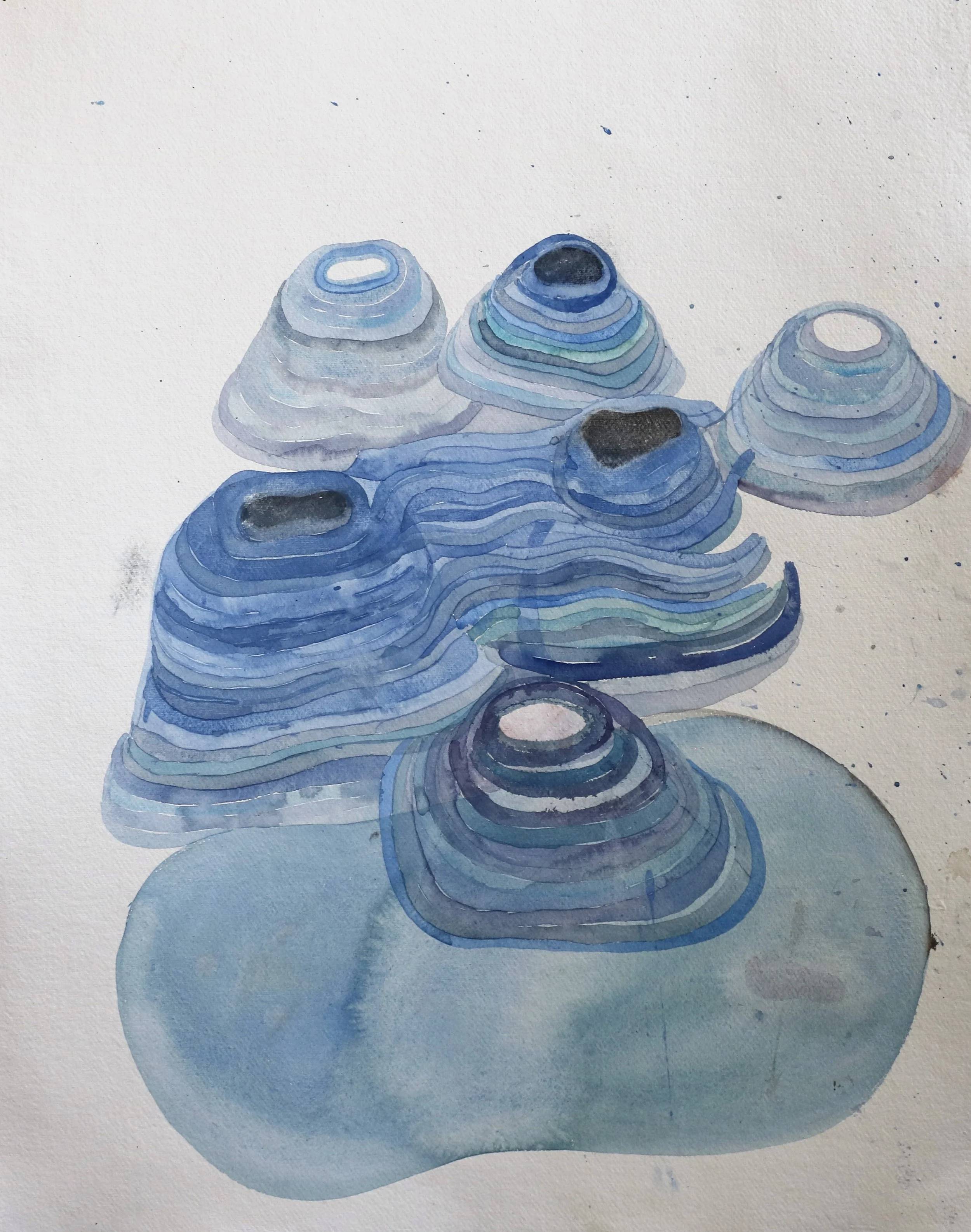 Blue Mountains, 2021, watercolour on khadi paper, 76x56cm