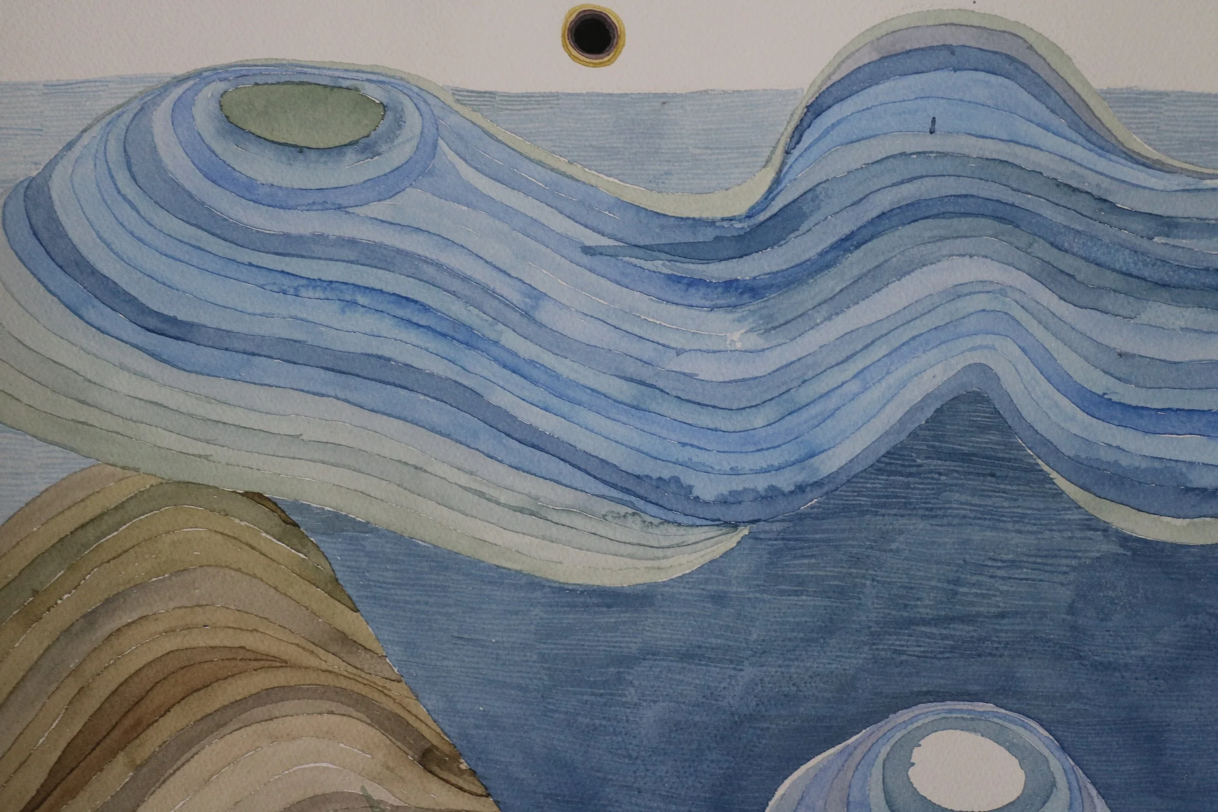 The Geology of Being on Time, 2024-6, watercolour and pencil on arches paper, 94cm by 110cm, extract