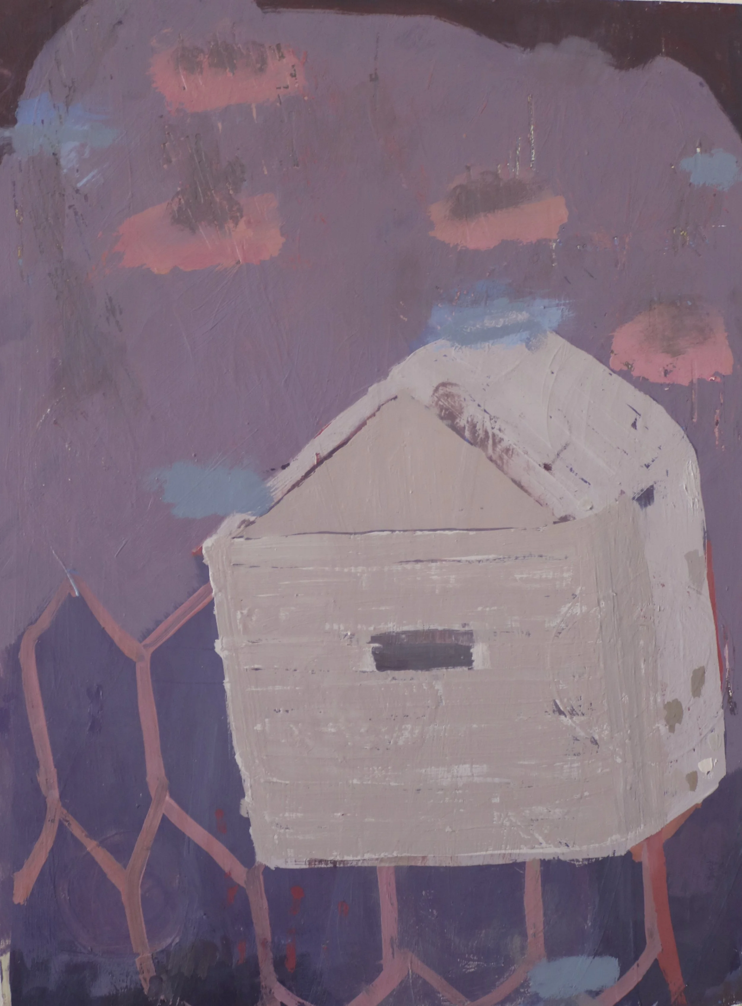 Shrinking House, 2021, oil on gesso, 40x30cm