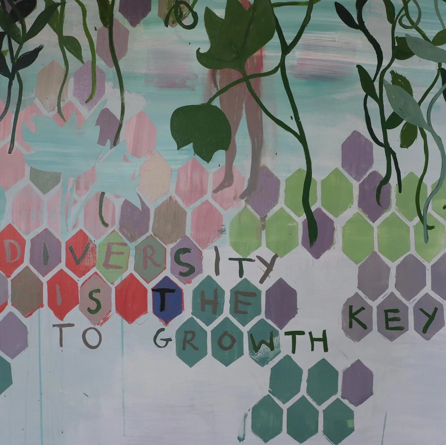 2021, Collapsing Colony, We Foragers Unquiet, 120 by 240 inches, oil and acrylic on board, Thinktank, Birmingham