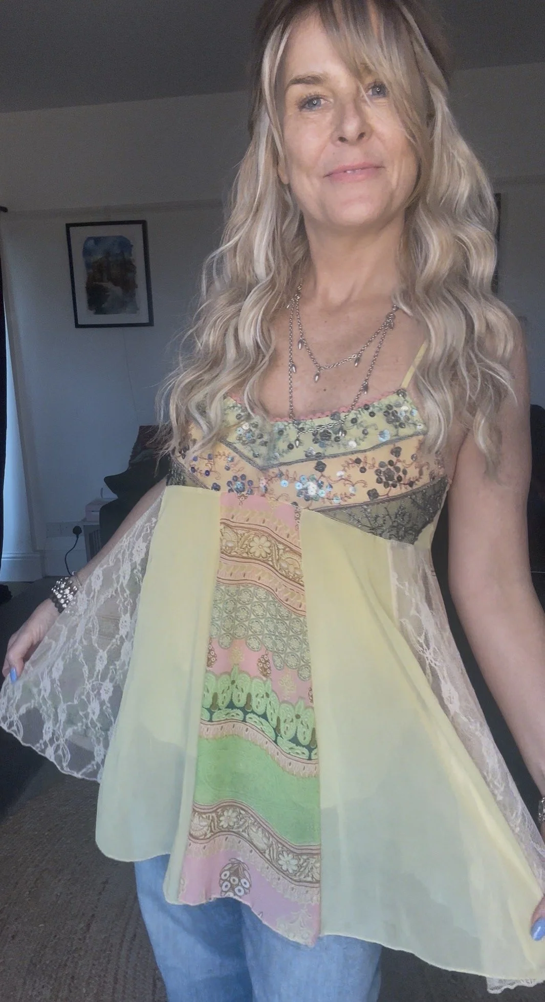 Gorgeous lemon 🍋 lime 🍋‍🟩 and mango pastel sheer cami/dress